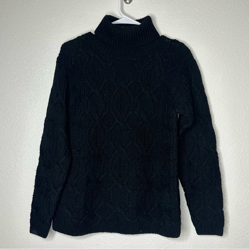 Lauren Ralph Lauren Black Thick Knit Turtleneck Sweater‎ Small